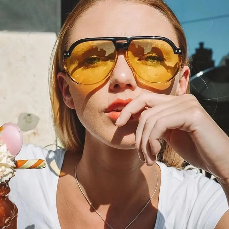 Fashion Round Big Frame Sun Cat Eye Sunglasses