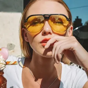 Fashion Round Big Frame Sun Cat Eye Sunglasses