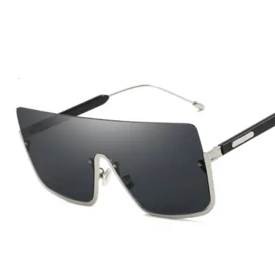Fashion Big Frame One-piece Metal Sunglasses