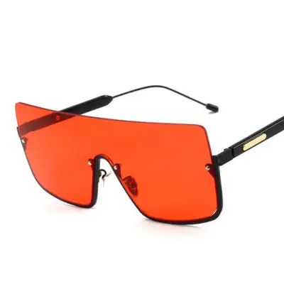 Fashion Big Frame One-piece Metal Sunglasses