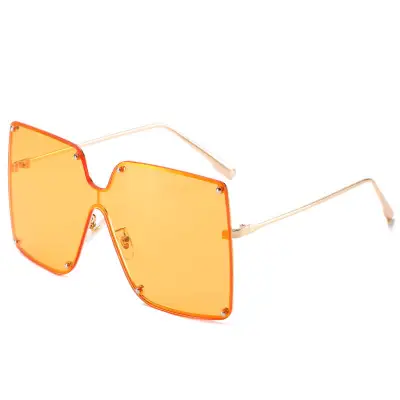 Fashion Big Frame Square Metal Vintage Sunglasses