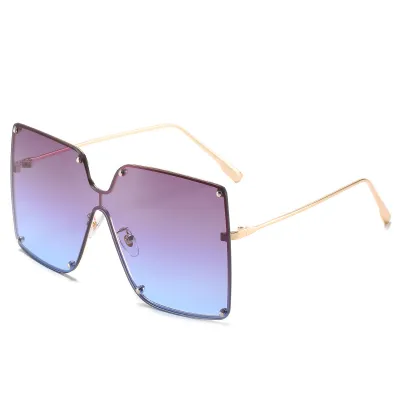 Fashion Big Frame Square Metal Vintage Sunglasses