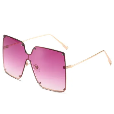 Fashion Big Frame Square Metal Vintage Sunglasses