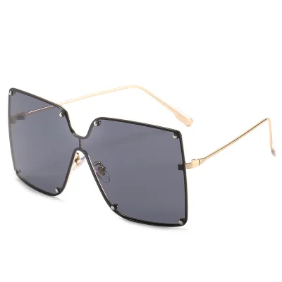 Fashion Big Frame Square Metal Vintage Sunglasses
