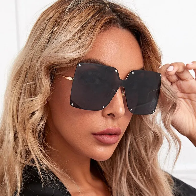 Fashion Big Frame Square Metal Vintage Sunglasses