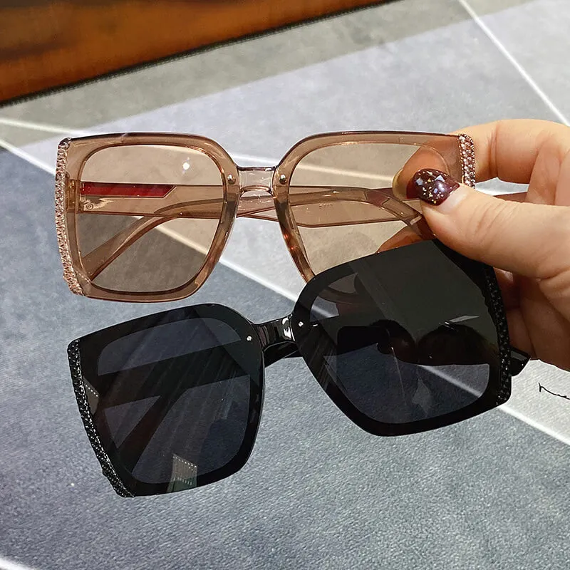 Fashion Square Frame Spot Painting Sunglasses Vintage