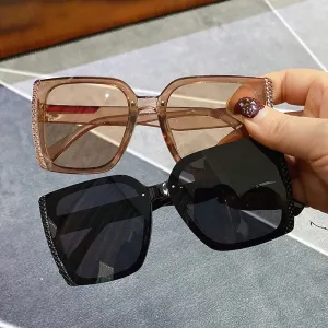 Fashion Square Frame Spot Painting Sunglasses Vintage