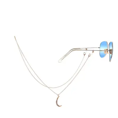 Creative Moon Shaped Rhinestone Decorative Sunglasses Chain for Women