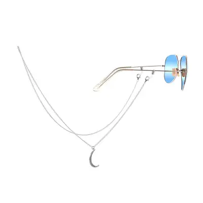 Creative Moon Shaped Rhinestone Decorative Sunglasses Chain for Women