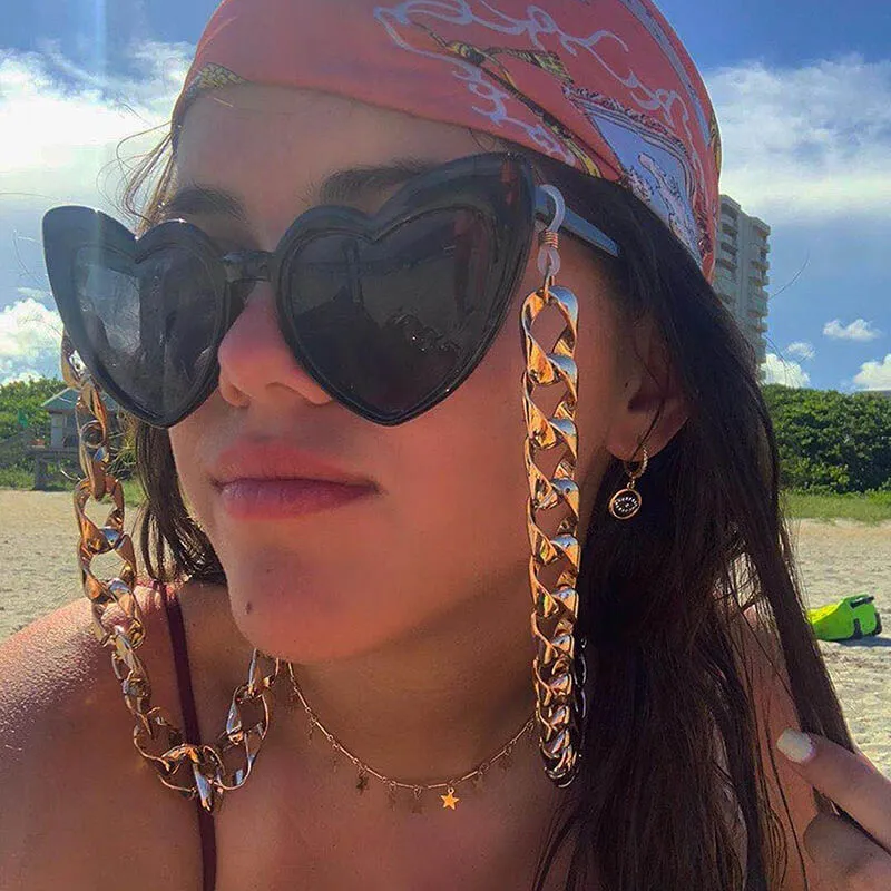 Fashion Solid Color Acrylic Buckle Sunglasses Chain