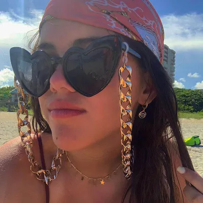 Fashion Solid Color Acrylic Buckle Sunglasses Chain