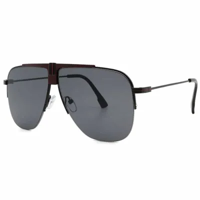 Fashion Rimless Design Big Lens PC Resin Sunglasses Metal Frame