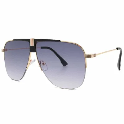 Fashion Rimless Design Big Lens PC Resin Sunglasses Metal Frame