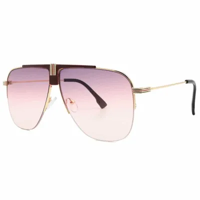 Fashion Rimless Design Big Lens PC Resin Sunglasses Metal Frame