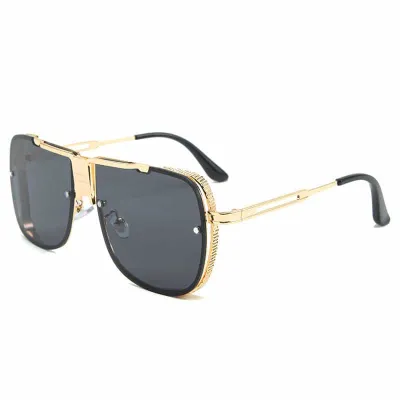 Fashion Big Frame Hollow Temple Metal Sunglasses