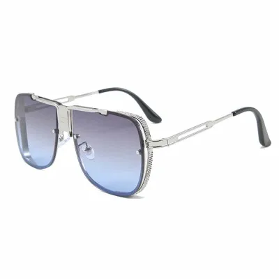 Fashion Big Frame Hollow Temple Metal Sunglasses