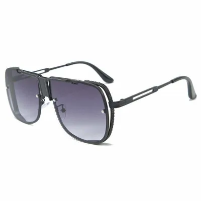 Fashion Big Frame Hollow Temple Metal Sunglasses