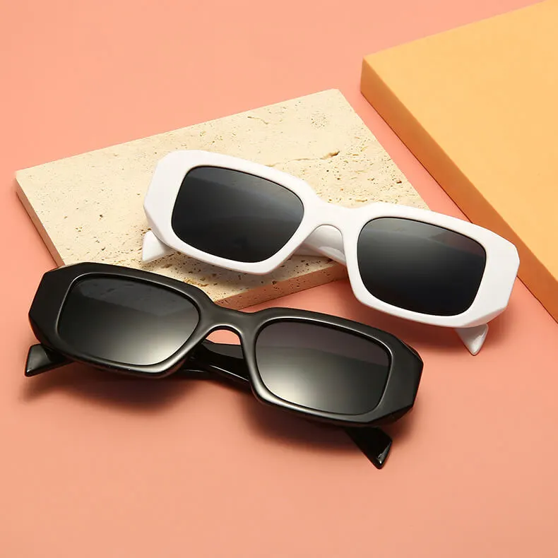 Retro Small Frame Wide Temples Design Square Frame Sunglasses
