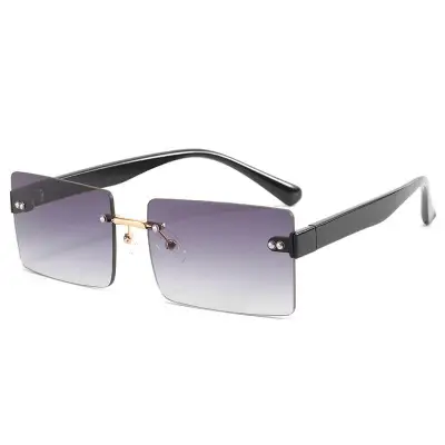 Fashion Square Rimless Sunglasses for Women PC Metal Frame