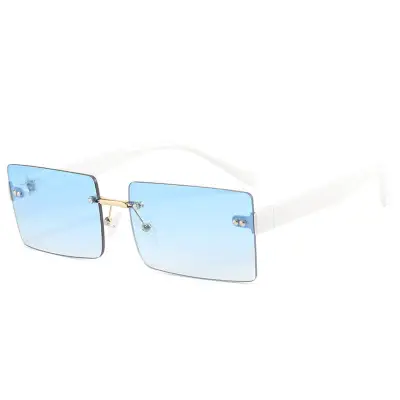 Fashion Square Rimless Sunglasses for Women PC Metal Frame