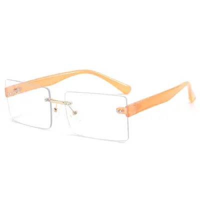 Fashion Square Rimless Sunglasses for Women PC Metal Frame