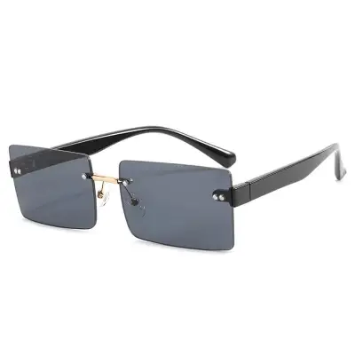 Fashion Square Rimless Sunglasses for Women PC Metal Frame