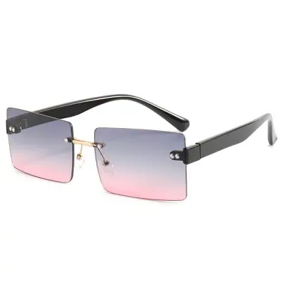 Fashion Square Rimless Sunglasses for Women PC Metal Frame