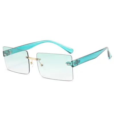 Fashion Square Rimless Sunglasses for Women PC Metal Frame