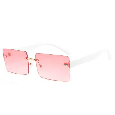 Fashion Square Rimless Sunglasses for Women PC Metal Frame