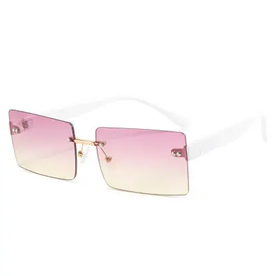 Fashion Square Rimless Sunglasses for Women PC Metal Frame