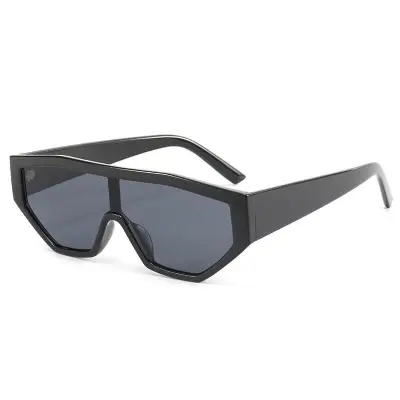 Fashion Square Frame Oversized Sunglasses One-piece Design PC Lens Metal