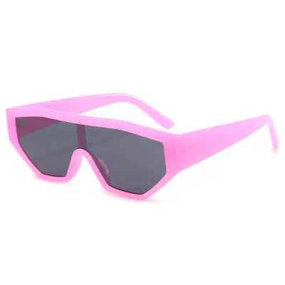 Fashion Square Frame Oversized Sunglasses One-piece Design PC Lens Metal