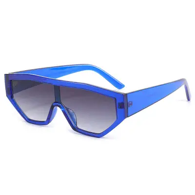Fashion Square Frame Oversized Sunglasses One-piece Design PC Lens Metal