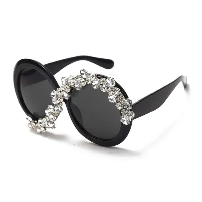 Exaggerated Round Big Frame Rhinestone Decoration Sunglasses