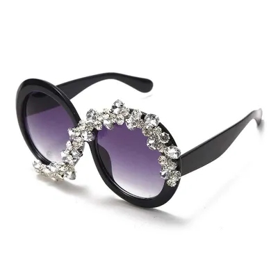 Exaggerated Round Big Frame Rhinestone Decoration Sunglasses
