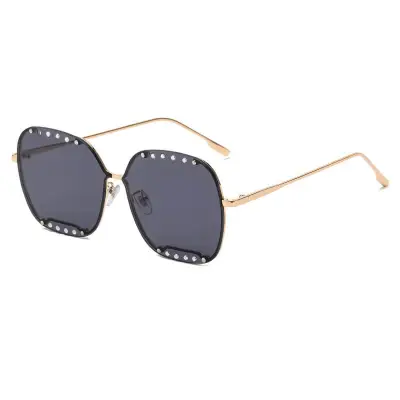 Fashion Big Frame Rhinestone Square Sunglasses