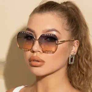Fashion Big Frame Rhinestone Square Sunglasses