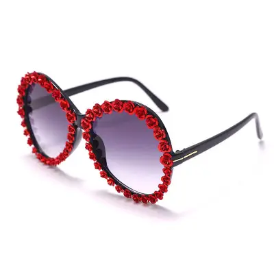 Fashion Big Frame Rhinestone Decoration Sunglasses
