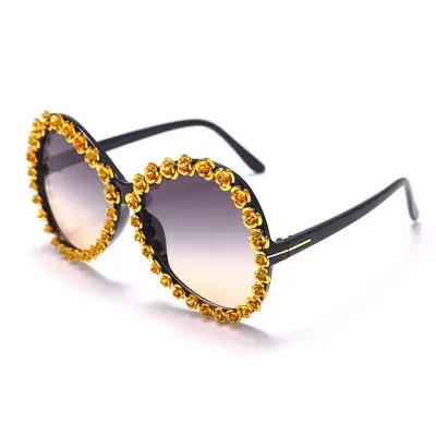 Fashion Big Frame Rhinestone Decoration Sunglasses