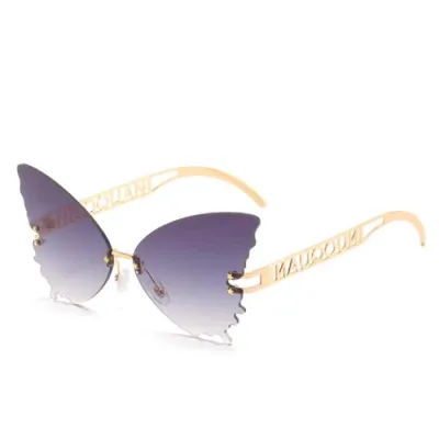 Unique Butterfly Shape Letter Temple Design Women's Sunglasses