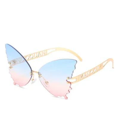 Unique Butterfly Shape Letter Temple Design Women's Sunglasses