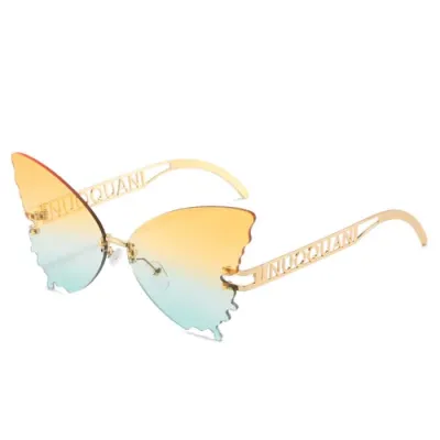 Unique Butterfly Shape Letter Temple Design Women's Sunglasses