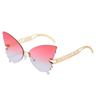 Unique Butterfly Shape Letter Temple Design Women's Sunglasses
