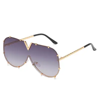 Fashion Big Frame Special-shaped Mirror One-piece Design Sunglasses for Women