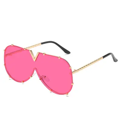 Fashion Big Frame Special-shaped Mirror One-piece Design Sunglasses for Women