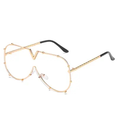 Fashion Big Frame Special-shaped Mirror One-piece Design Sunglasses for Women
