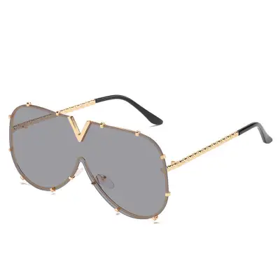 Fashion Big Frame Special-shaped Mirror One-piece Design Sunglasses for Women