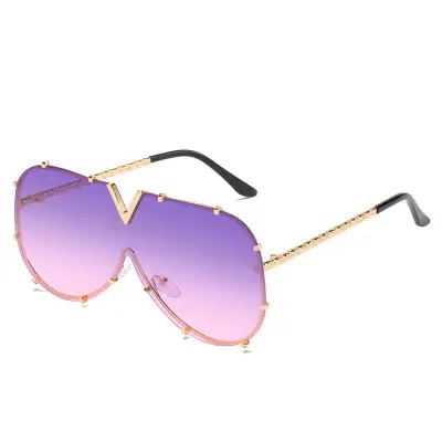 Fashion Big Frame Special-shaped Mirror One-piece Design Sunglasses for Women
