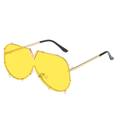 Fashion Big Frame Special-shaped Mirror One-piece Design Sunglasses for Women