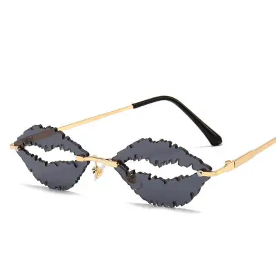 Unique Lip Shape Rimless Metal Sunglasses Personality Fashion